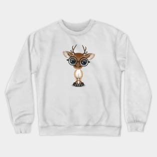 Cute Curious Nerdy Baby Deer Wearing Glasses Crewneck Sweatshirt